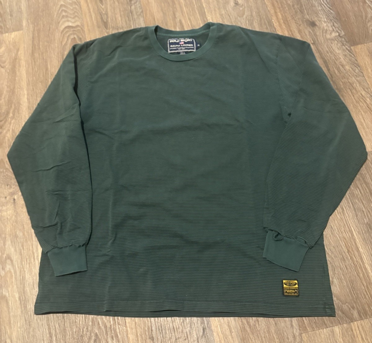 Vintage Polo Sport Ralph Lauren Y2K Green Striped Long Sleeve Shirt Men
