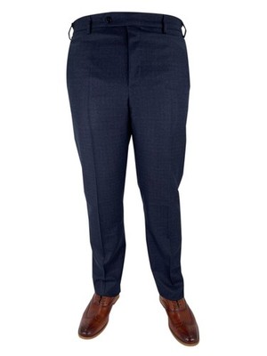 Zanella Devon Plaid Flat Front Dress Trouser in Blue  - Size 42
