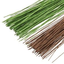 200 Pcs Florist Wire 0.55mm 24 Gauge Floral Flower Stem Wire, Coffee/Light Green