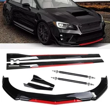 For Subaru WRX /STI Front Bumper Lip Splitter Spoiler Gloss Black Red Body Kit