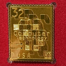 22k Gold Postal Commemorative 1st Day Issue Computer Technology 50th Anniversary