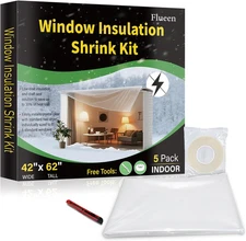 Window Insulation Kit for Winter,Plastic Shrink Film & Strong Tape, Indoor Therm
