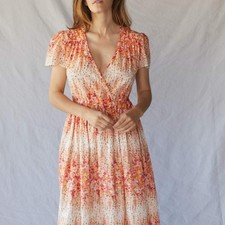 hristy Dawn The Dawn Dress Sunset Gladiola Floral Midi XS NWT Organic Cotton