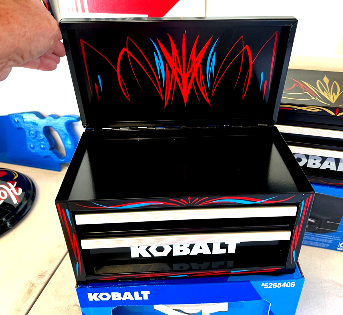 Pinstriped Kustom Kulture Hot Rat Rod Art Kobalt Mini Black Tool