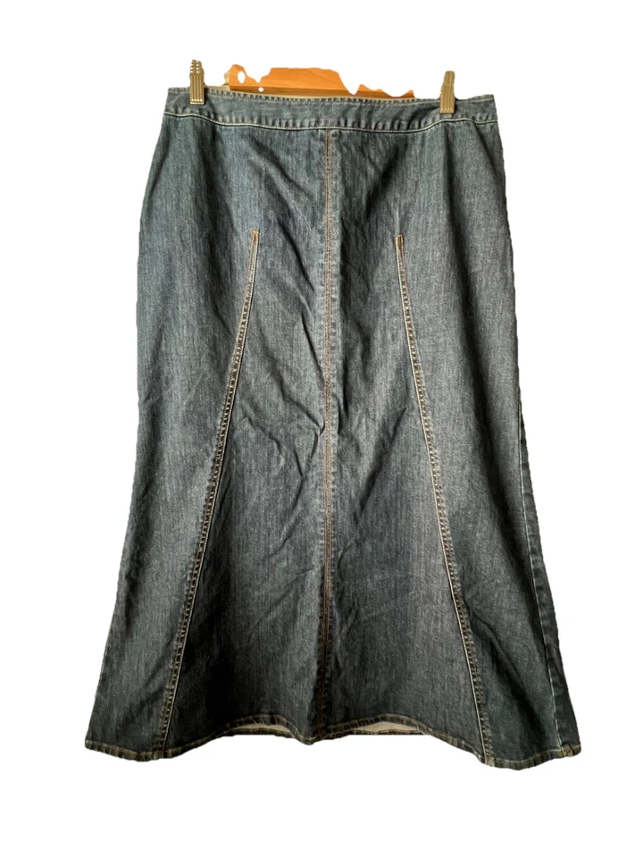 Talbots Women's Denim A Lined Skirt Size 14 Stretch Classic Western Boho Vintage - Image 2 of 4