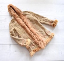 S/M 36/38 unica giacca di pelle vera pelliccia vera pelliccia patchwork afgano shearling