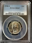 1948-S WASHINGTON SILVER QUARTER - PCGS MS65 /RARE