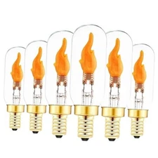 Flickering Light Bulbs, E12 LED Flickering Candelabra Flame Effect 6 E12-T6