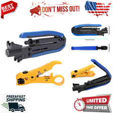 Adjustable RG6 RG11 Coax Cable Crimper Kit - RG6 RG11 Compression Tool, Stripp