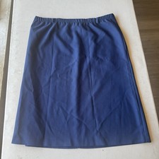 Alicia Vintage Navy Blue Elastic Waist Midi A-Line Skirt Made in USA Size 18