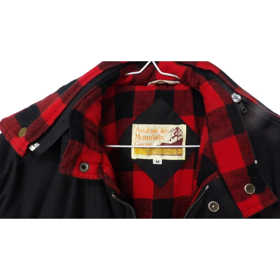 Mens Avalanche Mountain Gear Black Plaid Lined Hooded Winter Parka Size M - Image 3 of 3