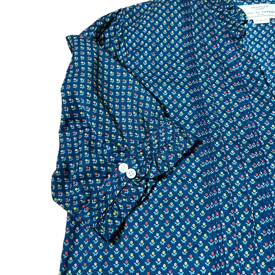 Blusa Trovata Birds of Paradis Eloise Pintuck Cottage Ditzy Talla Mediana Preppy Foto 4 de 4