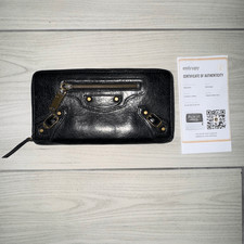 Balenciaga Le City or Motor City long zip-around black wallet in lambskin leathe