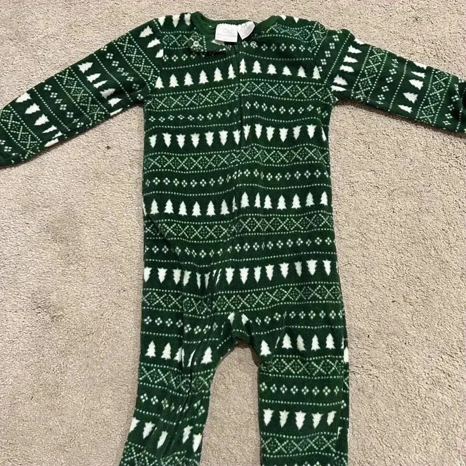Праздничный общий молнии Fair Isle цельный Sleepwear Рождество зеленый 2T - Изображение 3 из 4