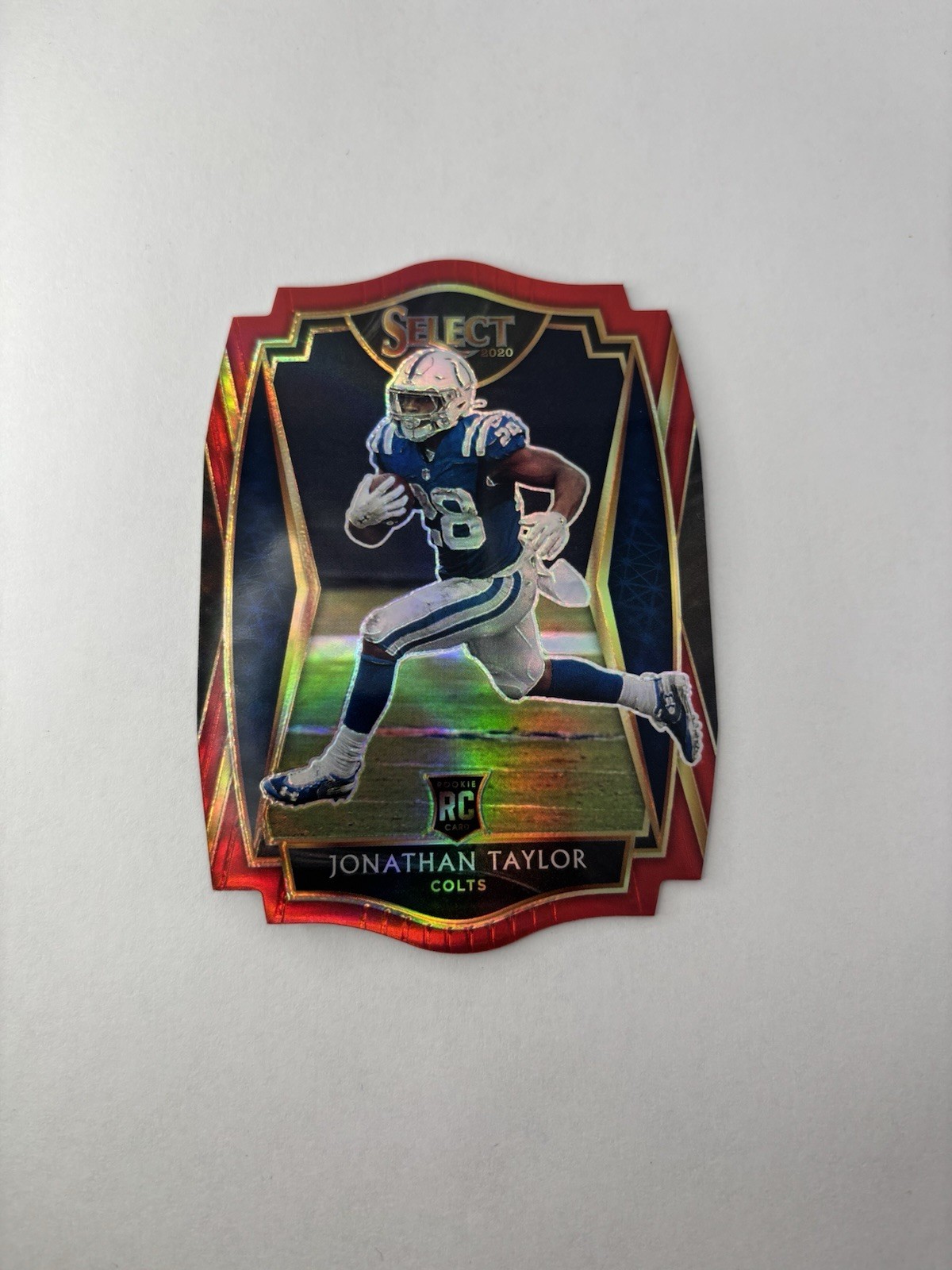 2020 Select - Premier Level Jonathan Taylor #153 Red Prizm Die-Cut (RC) Rookie