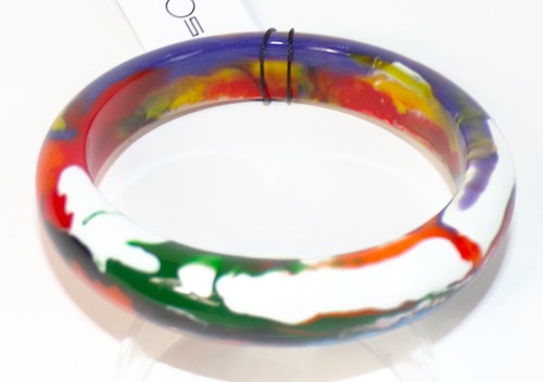 Sobral Pollock PB14 Multicolor 1/2" Artist Made Statement Bangle Bracelet - Picture 4 of 7