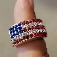 Costume Goldtone American Flag Ring Size 5.75