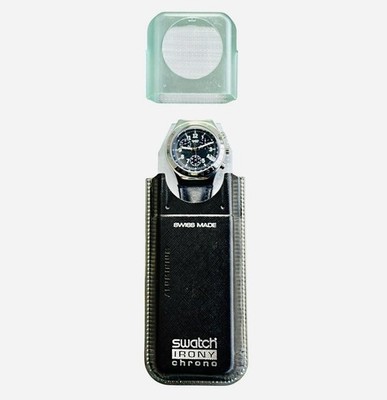 Vintsge Swatch Watch Secret Agent Grey YCS401 1997 Irony Chrono Stainless Steel
