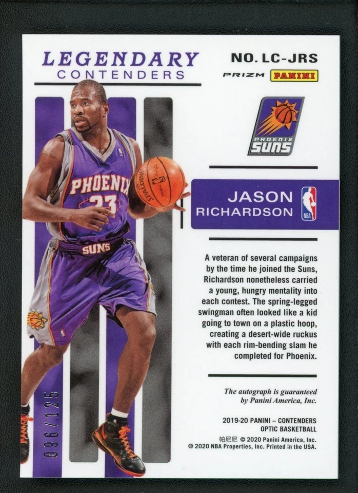 2019-20 JASON RICHARDSON 096/125 AUTO PANINI CONTENDERS OPTIC HOLO LEGENDARY - Image 2 of 2