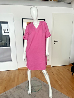  * WHITE LABEL * rosa  Kleid Leinen SCHMUCKRÄNDER GR. 42  