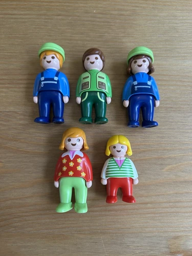 Lot Of 5 Vintage Playmobil 123 City People Figures Woman Man Child Klicky