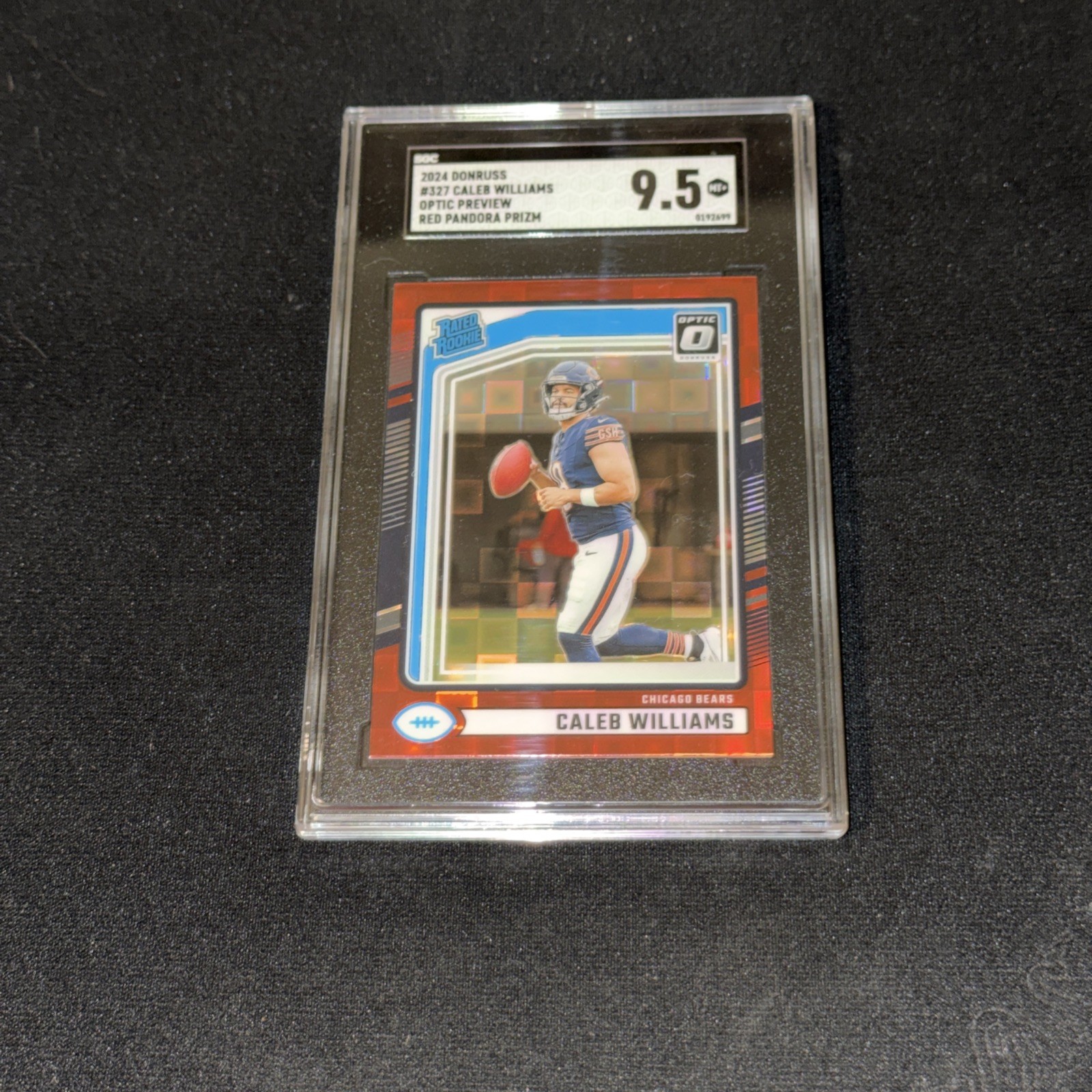 2024 Donruss Caleb Williams RATED ROOKIE Red Pandora Optic Preview #327 SGC 9.5