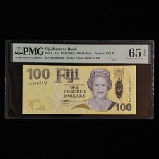 2007 Fiji Reserve Bank 100 Dollars Pick#114a PMG 65 EPQ Gem UNC