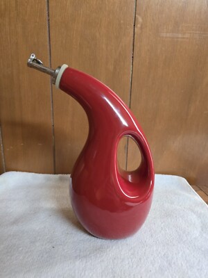 Rachael Ray Red Glaze Ceramics EVOO Dishwash Oil Vinegar Cruet Bottle Dispenser