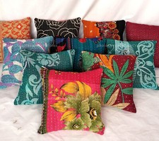 Vintage Kantha Cushion Cover Pillow Case Handmade Indian Throw Pillow Cover