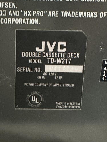 JVC TD-W217 Duel Cassette Deck DDRP Works But Selling FOR PARTS - Picture 8 of 11