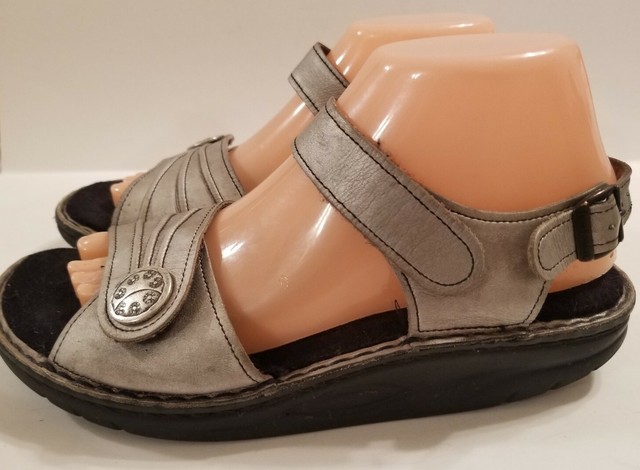 Finn Comfort Sausalito Pewter Leather Ankle Strap Rocker Sandals Women US 8-8.5 | eBay