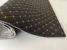 Blackyellow Diamond Stitch Embossed Fabric Lining Car Upholstery 165cmx100cm