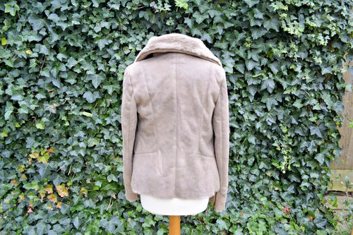 Laura Ashley faux Fur Sheepskin Aviator / Biker jacket Mink Size 8 - Picture 4 of 11