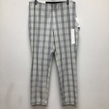 A New Day Womens Cropped Pants Multicolor White Gingham High Rise Side Zipper 10