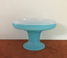 TUPPERWARE 3 Pc. Serve-It-All Pedestal Chip Dip Cake Stand Blue 1531/1532/1533