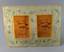 Double Picture Frame. Ocean Themed. Picture Slots 2.5"x3.5"