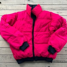 Vintage Sno-down Reversible Down Feather Ski Winter Jacket Women's M Pink Blue