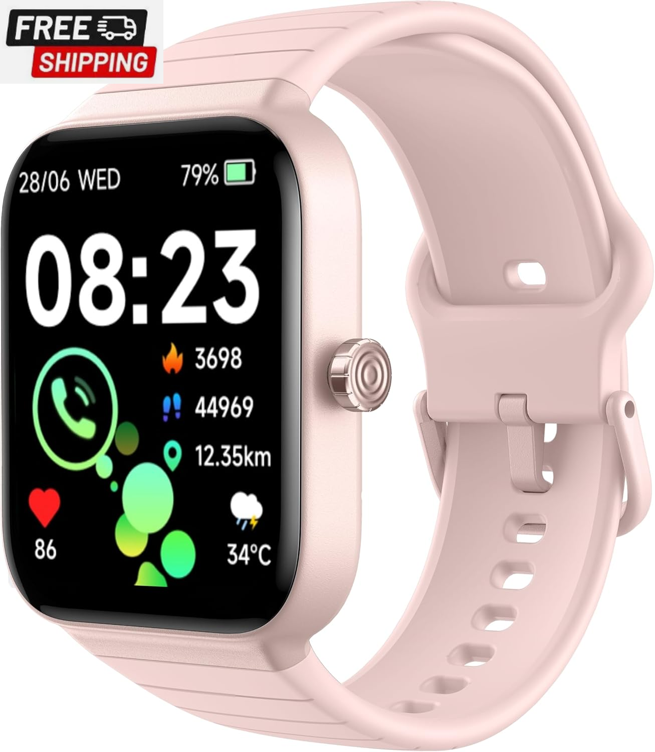 Smart Watch for Men Women with Alexa Call Fitness Tracker 1.8 Inch Screen