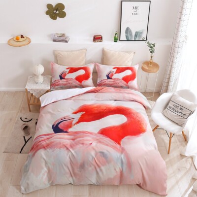3D Flamingo Quilt Cover Set Bedding Sets Pillowcases