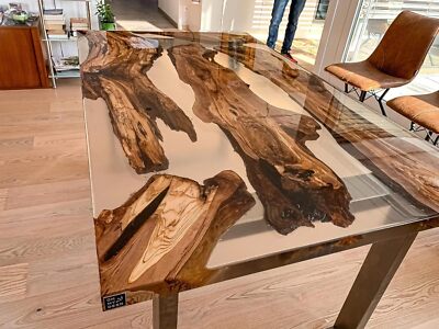 Epoxy Resin Dining Table Live Edge River Resin Wood Table %100 Handmade  Arts