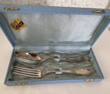 Couverts en métal argenté de baptême dans coffret/6747V2