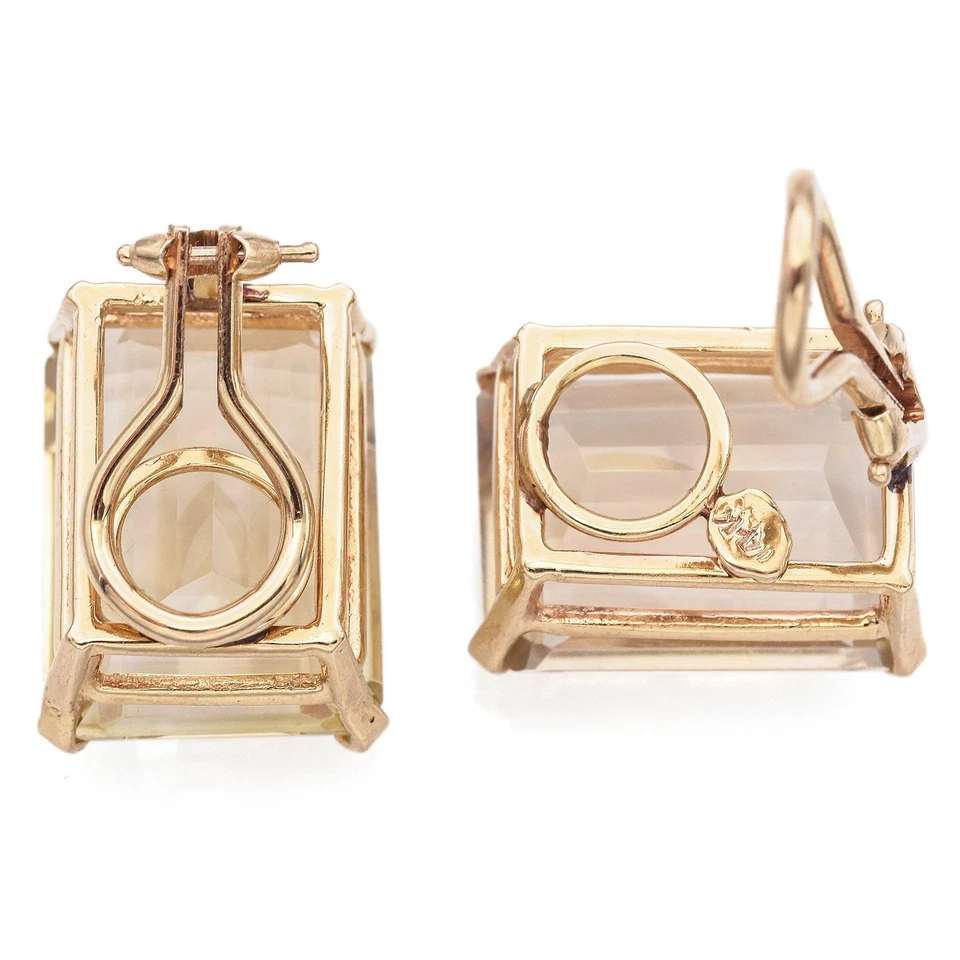 Yellow Gold 9.79 Ct. Emerald Cut Citrine Clip-On Earrings - Image 2 of 4