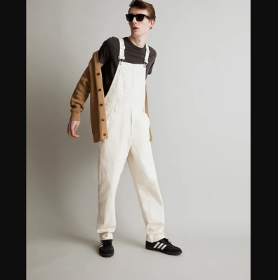 Madewell NEW NWT Mens XS Ivory White Canvas Overalls Garment Dyed
