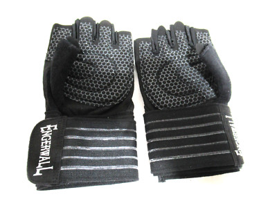 Engerwall Size Large Pro Wristwrap Black Fingerless Weightlifting Gloves