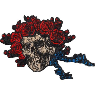 GRATEFUL DEAD Iron-On Patch: BERTHA SKULL : album and roses red Official Merch