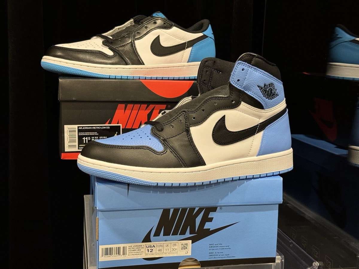 Combo Sale Nike Jordan 1 OG UNC Toe US12 & Obsidian UNC US11.5 New 