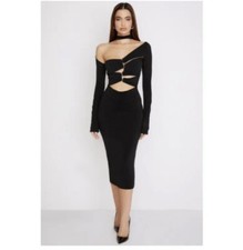 HOUSE OF CB 'Aline' Black Jersey Cutout Midi Dress Size Small