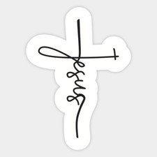Christian Cross Jesus Love Doodle Vinyl Bumper Bottle Phone Laptop Decal Sticker