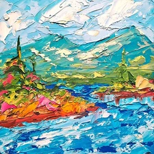 Mountain Painting Voyageurs National Park Oil Painting Landscape Impasto Art