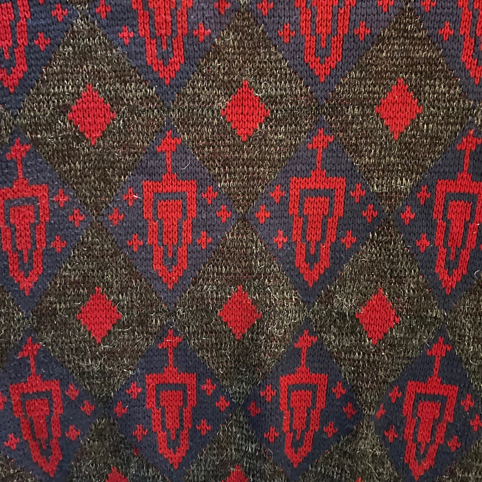 Suéter Vintage BRONZINI Para Hombres XL Negro Azul Marino Rojo Plata Acentos Metálicos Acrílico Foto 4 de 4